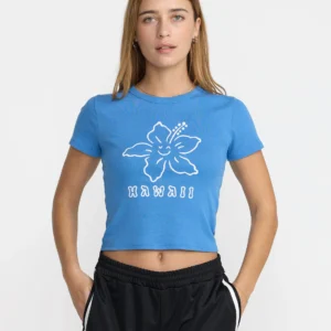 微笑扶桑女款修身短版T恤 Happy Hibiscus Baby Tee